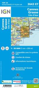 Carte IGN Top 25 3643ET - Cannes / Grasse / Côte d'Azur 