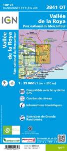 Carte IGN Top 25 3841OT - Vallée de la Roya / Vallée des Merveilles / PN du Mercantour